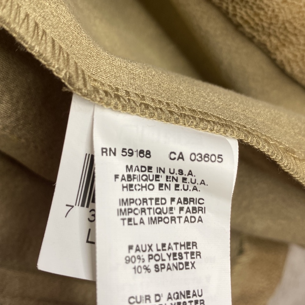 Karen Kane Blazer Faux Leather Tan 3/4 Sleeve Open Draped Waterfall Front Size:M - Picture 4 of 4